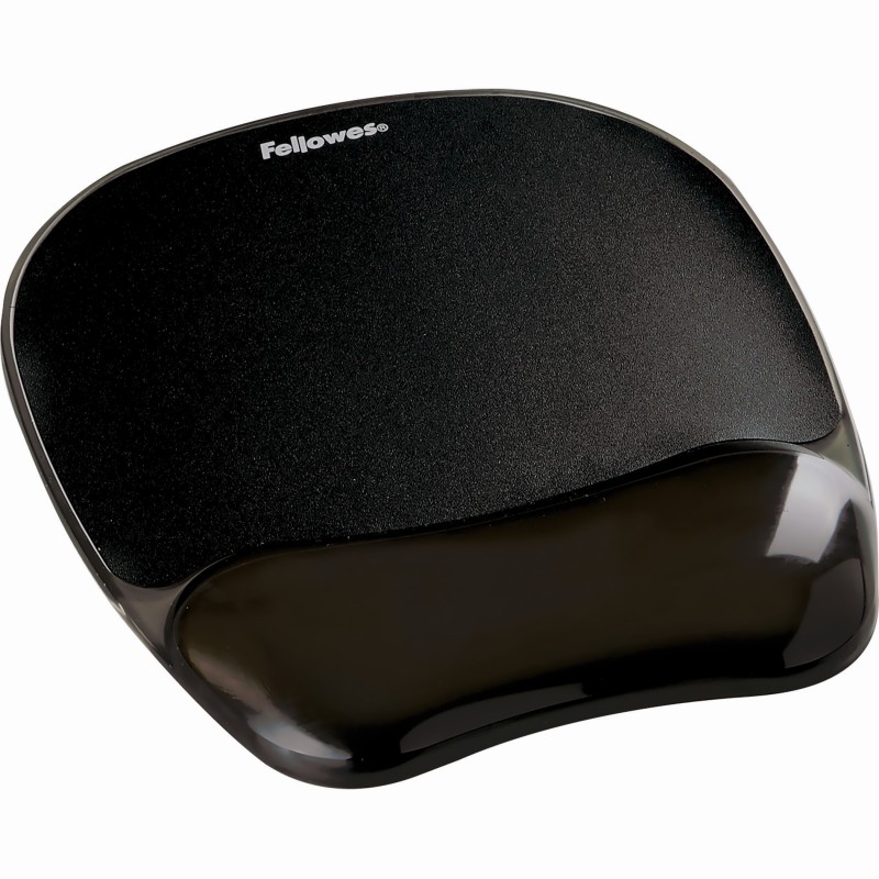 Fellowes Gel Crystal - Tapis de souris ergonomique - Repose-poignet intégré - Noir