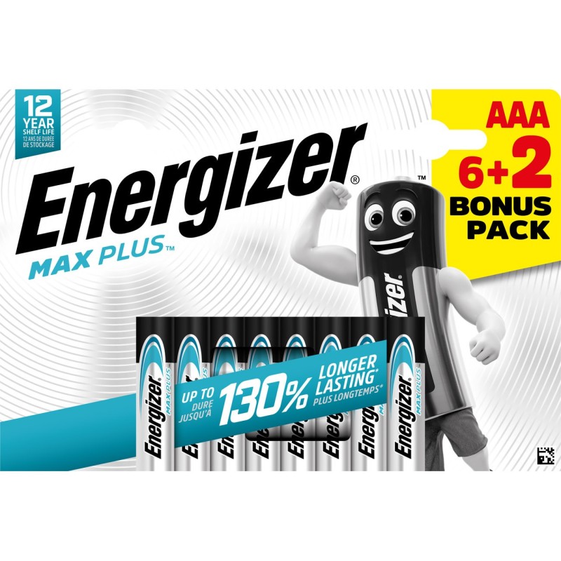 Energizer Pile alcaline AAA / LR3 Max Plus - Pack Promo 6 + 2 GRATUITES