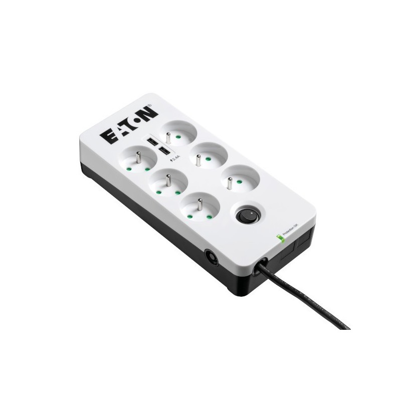 Eaton Protection Multiprise parafoudre Box 6 FR 2 USB - 6 prises + 2 USB