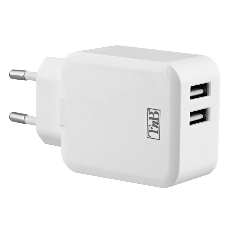 TNB Chargeur secteur 2 ports USB-A - Blanc