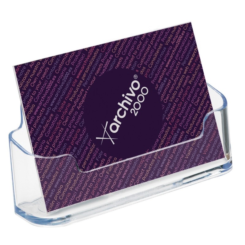 Archivo 2000 Présentoir de table de cartes de visite - Capacité 50 cartes Format paysage - Transparent