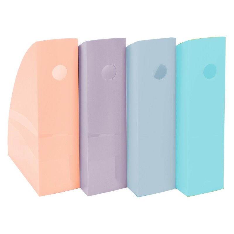 Exacompta Mag-cube - Porte revues dos 8 cm pour documents A4+ - lot de 4 Pastel glossy