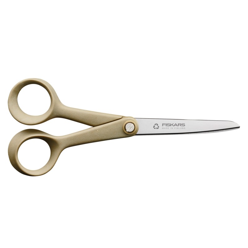 Fiskars Ciseaux en plastique recyclé ambidextre à anneaux ronds - 17 cm
