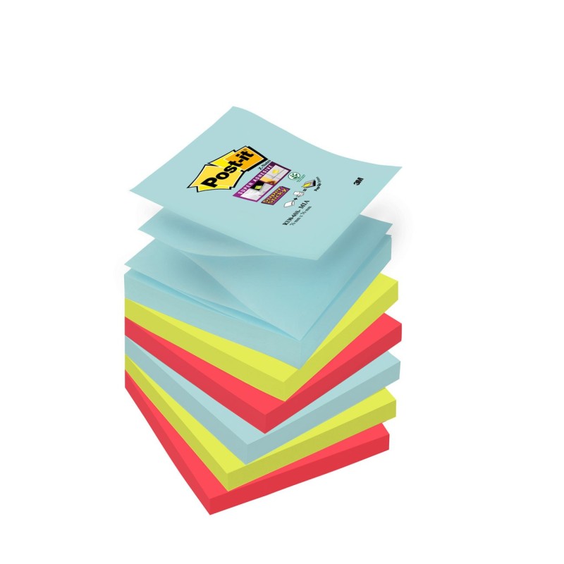 Post-it Notes repositionnables Z-Notes Super Sticky Cosmic 76 x 76 mm - Assorties - Lot 6 blocs de 90 feuilles