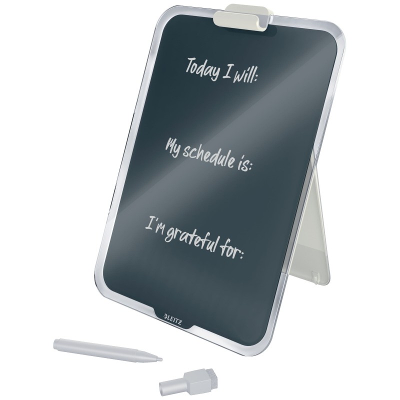Leitz Chevalet de bureau Cosy effaçable en verre à poser format A4 - Gris