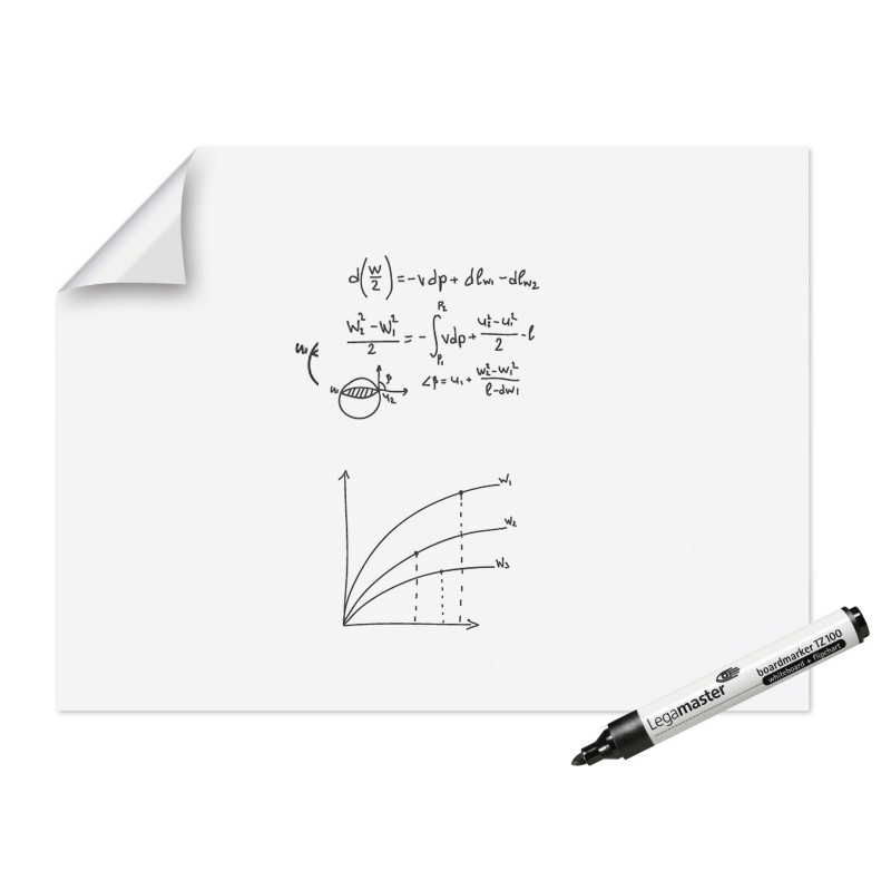 Legamaster Feuilles électrostatiques Magic-Chart - Version tableau blanc - Rouleau de 15 feuilles - L.90 x H.120 cm