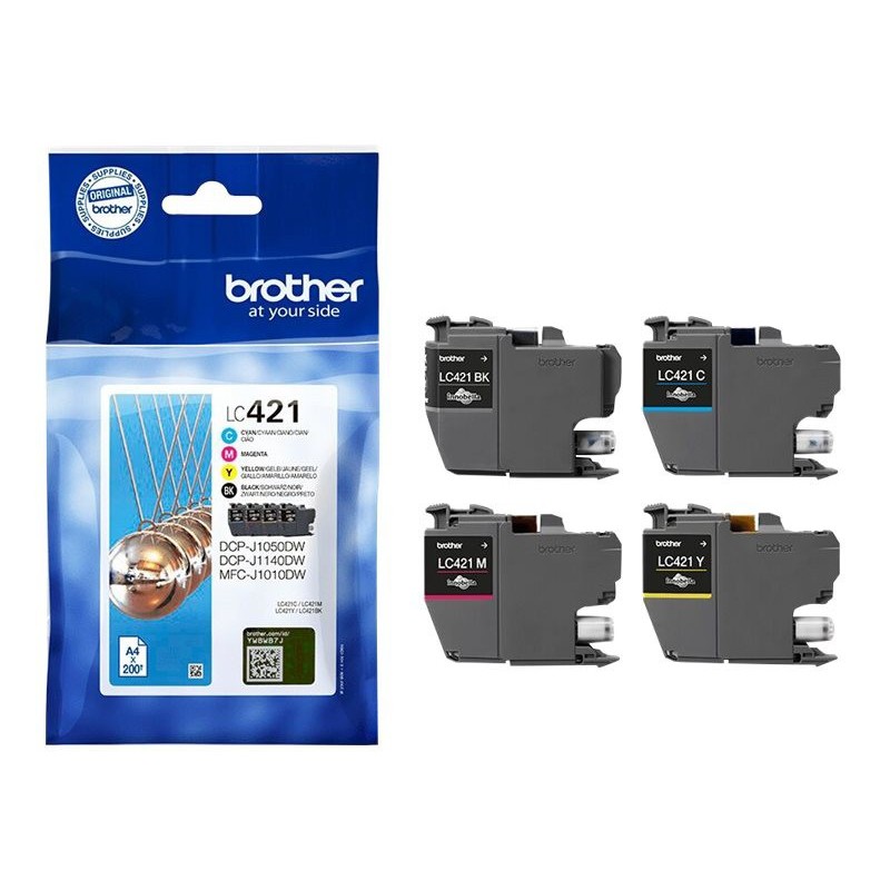 Brother LC421VAL Cartouche d'encre originale - Pack de 4 (Noir, Cyan, Magenta, Jaune)
