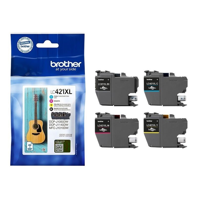 Brother LC421XLVAL Cartouche d'encre originale grande capacité - Pack de 4 (Noir, Cyan, Magenta, Jaune)