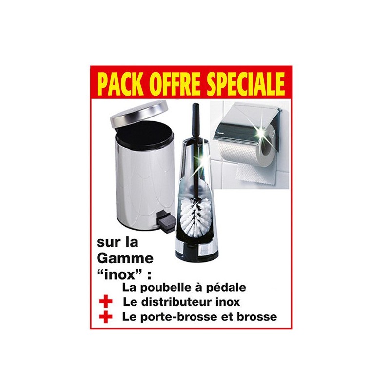 Brabantia Accessoires WC inox - 1 poubelle + 1 distributeur + 1 porte-brosse + 1 brosse