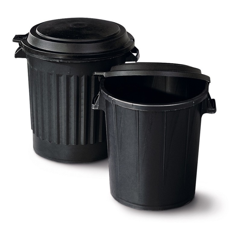 Taliaplast Poubelle de rue noire avec couvercle - 50l