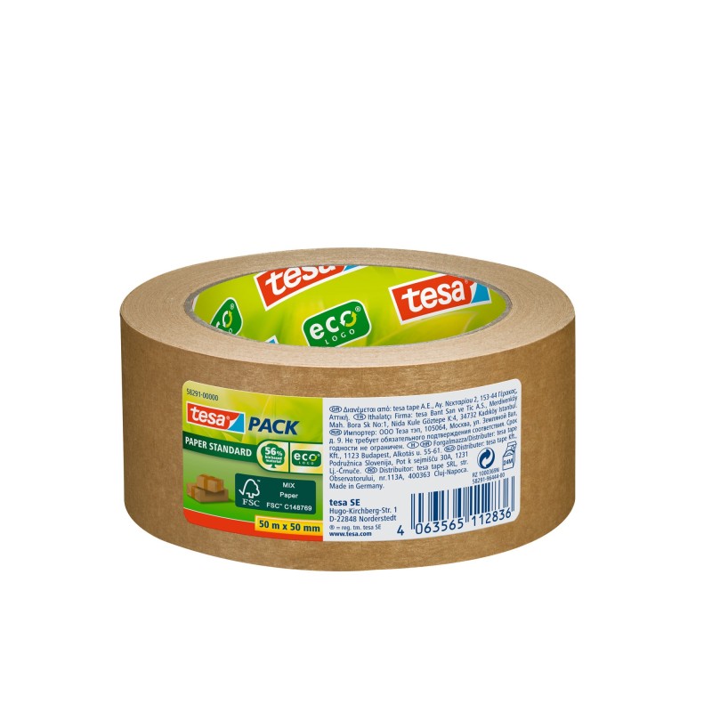Tesa Ruban adhésif en papier kraft tesapck paper standard - 50 x 50 mm - Brun