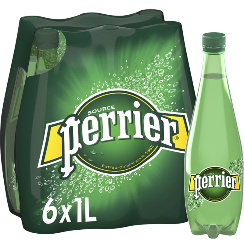 Perrier Eau minérale gazeuse - Lot 6 bouteilles 1 L