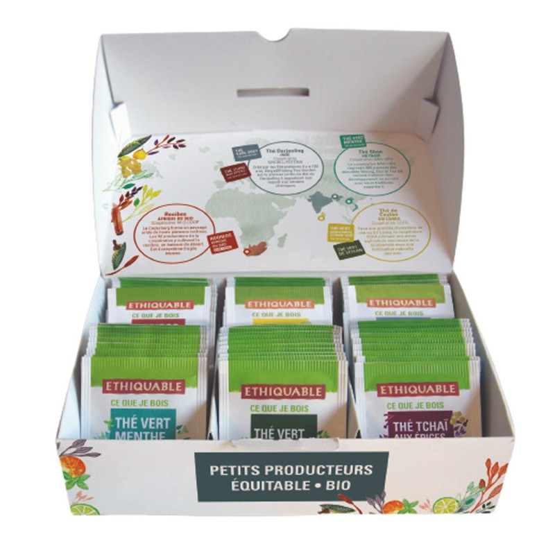 Ethiquable Thé Bio et équitable noir et vert - coffret assortiment de 60 sachets