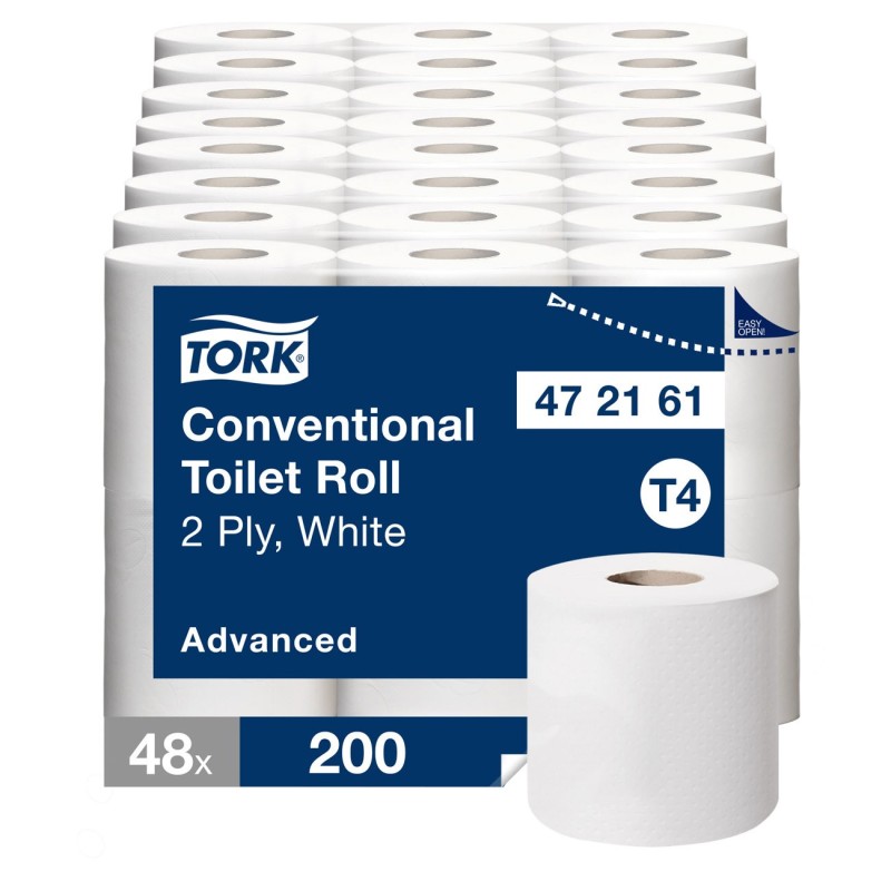 Tork Papier toilette double épaisseur Advanced T4 blanc - Lot de 48 rouleaux de 200 feuilles