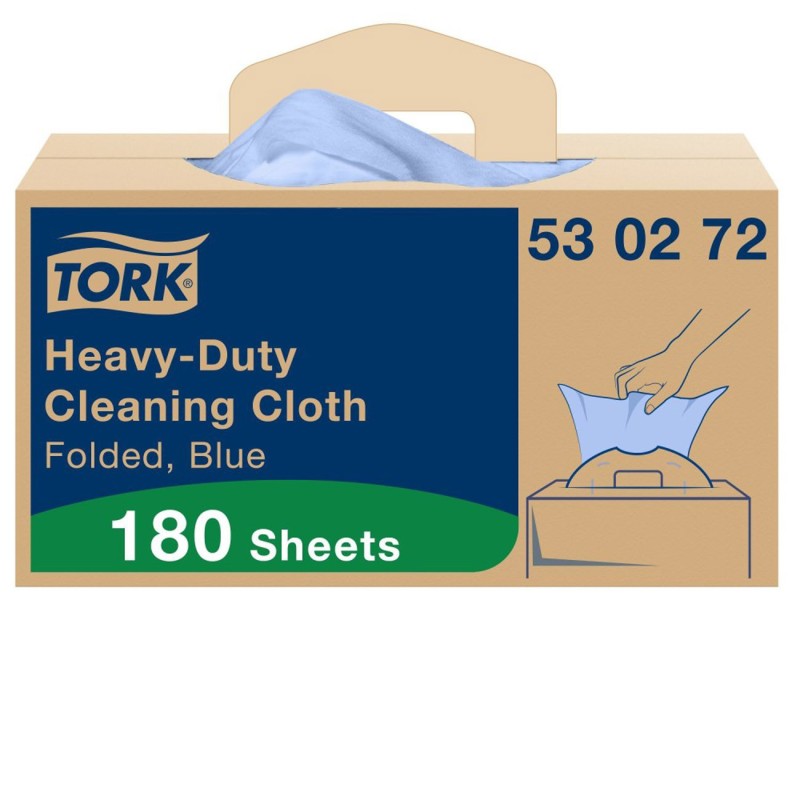 Tork Chiffon de Nettoyage Ultra-résistant bleu W7 distribution feuille à feuille - Paquet de 180 chiffons