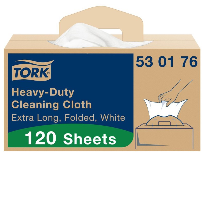 Tork Chiffon de Nettoyage ultra-résistant blanc W7 distribution feuille-à-feuille - Paquet de 120 chiffons