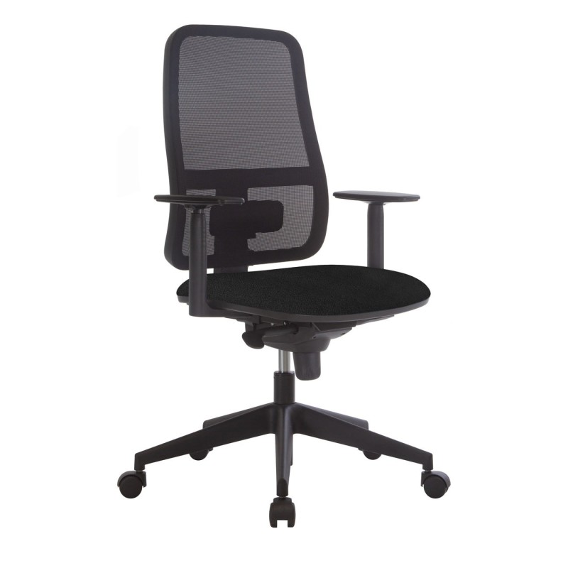 Fauteuil de direction Terence Maille Tissu Noir Hauteur réglable - Accoudoirs Dossier Roulettes