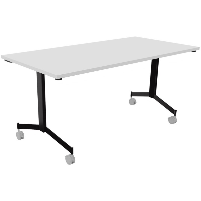 Table mobile rabattable Eureka - L.160 x P.80 cm - Plateau Blanc - Pieds Noir