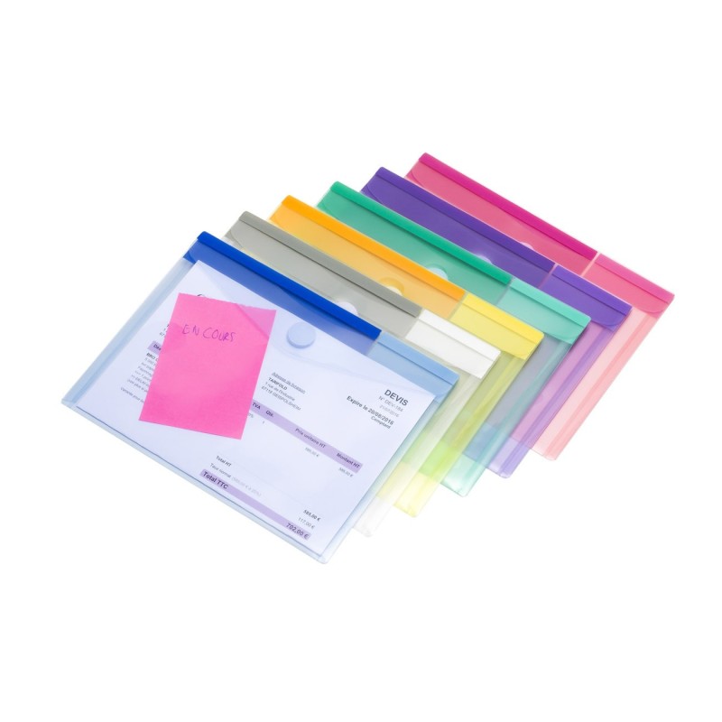 DJOIS by Tarifold Pochettes-enveloppes Color Collection A5 polypropylène assorties  - lot de 6