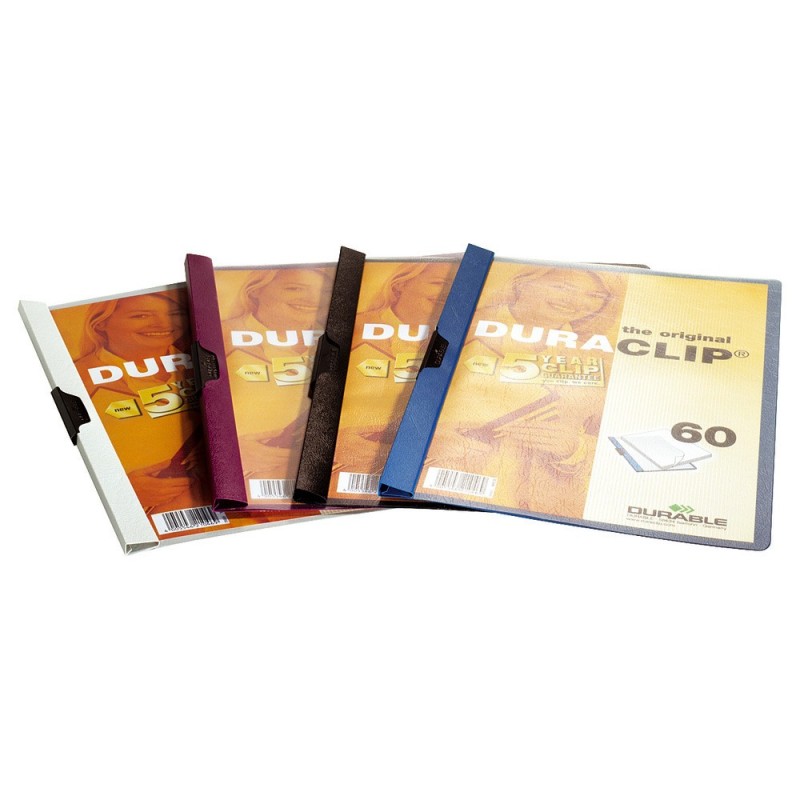 Durable Chemise à clip A4 Duraclip en PVC - 60 feuilles - Assortis - Lot de 25