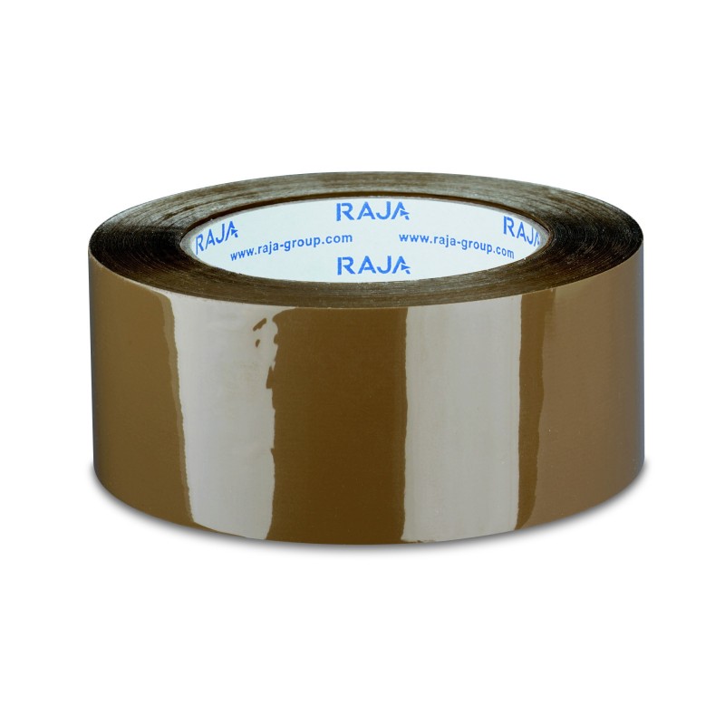 RAJA Ruban adhésif d'emballage résistant en polypropylène silencieux 35 microns 50 mm x 100 m - Havane  - lot de 36