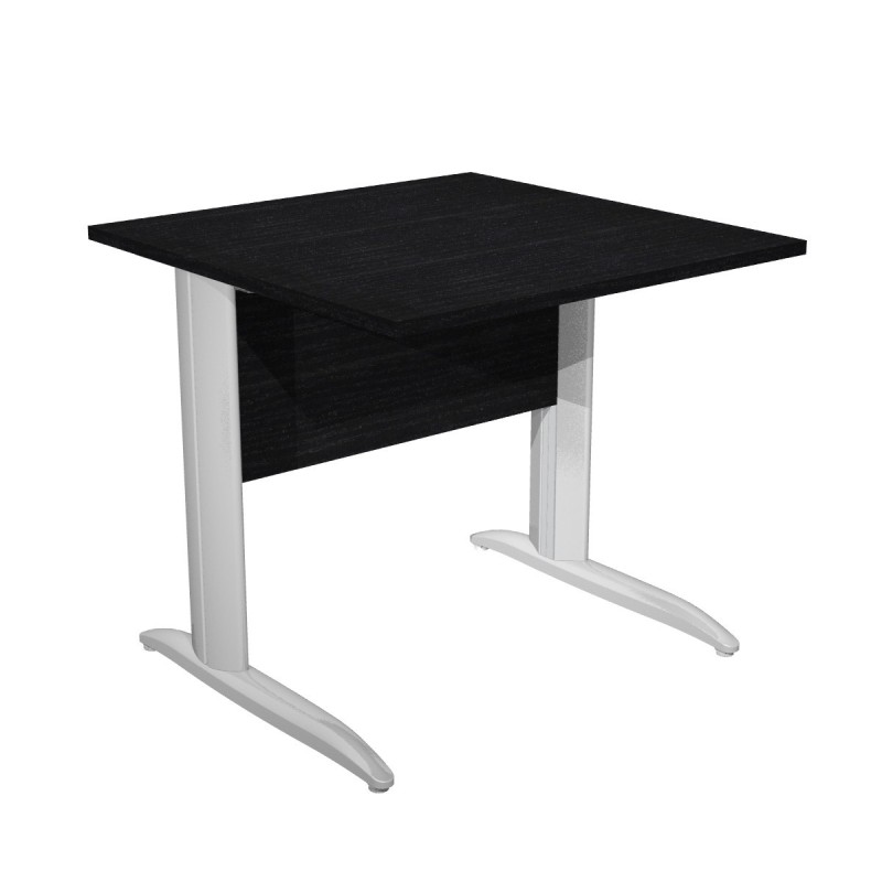 Bureau droit Pronto Métal - L.80 x P.80 cm - Plateau Noir - Pieds L Chrome