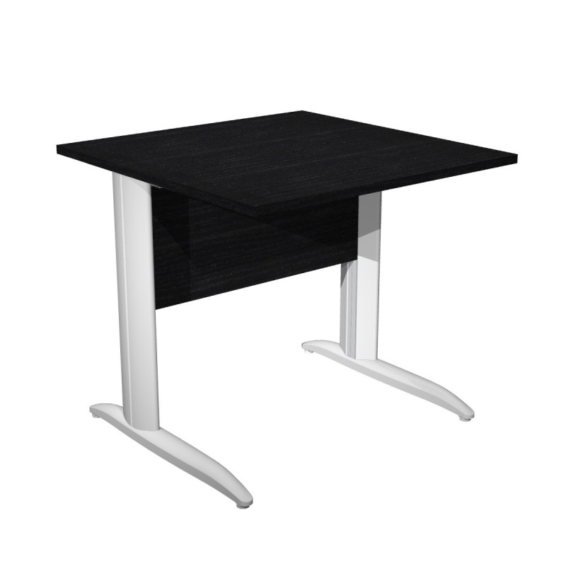 Bureau droit Pronto Métal - L.80 x P.80 cm - Plateau Noir - Pieds L Blanc