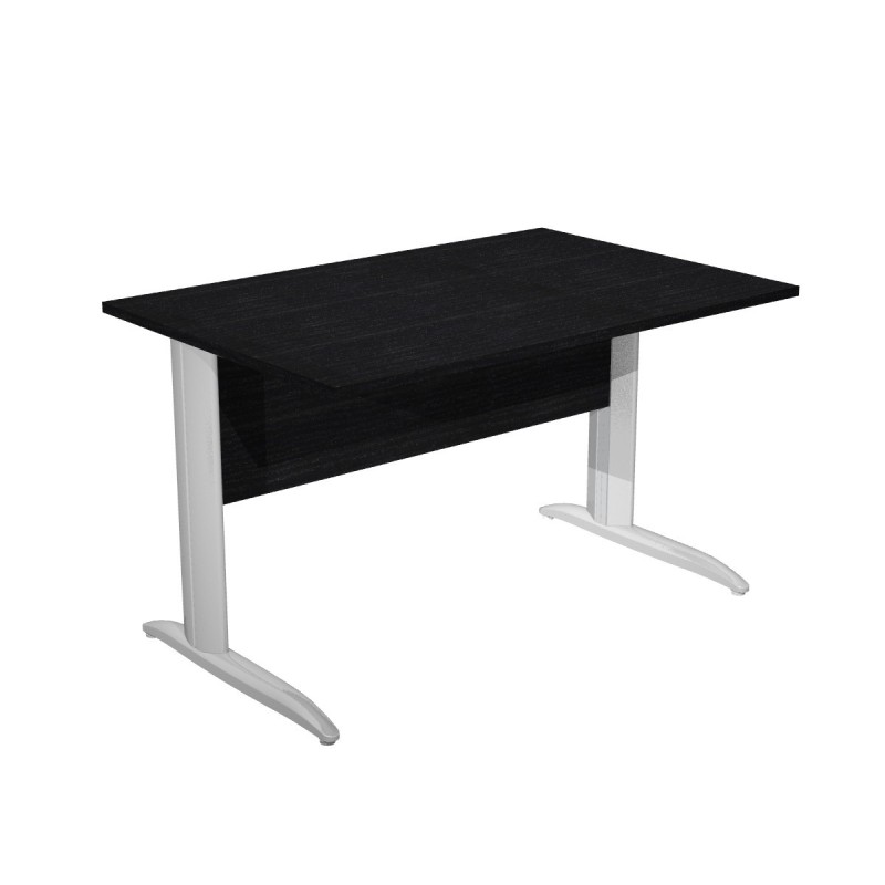 Bureau droit Pronto Métal - L.120 x P.80 cm - Plateau Noir - Pieds L Chrome