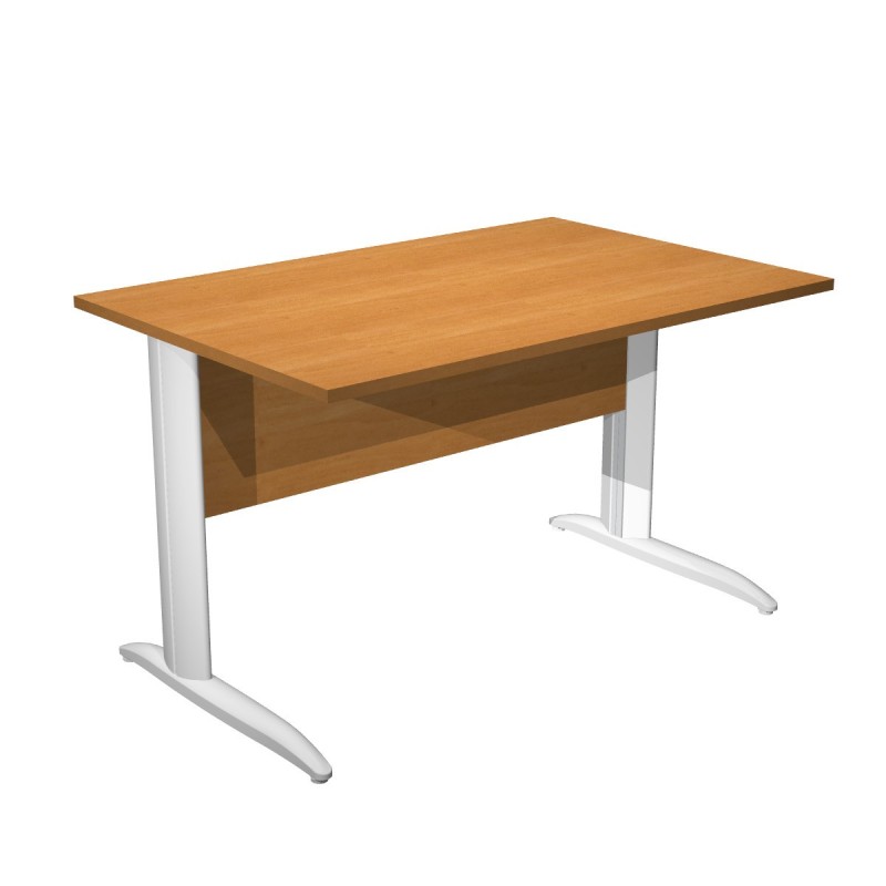 Bureau droit Pronto Métal - L.120 x P.80 cm - Plateau Aulne - Pieds L Blanc