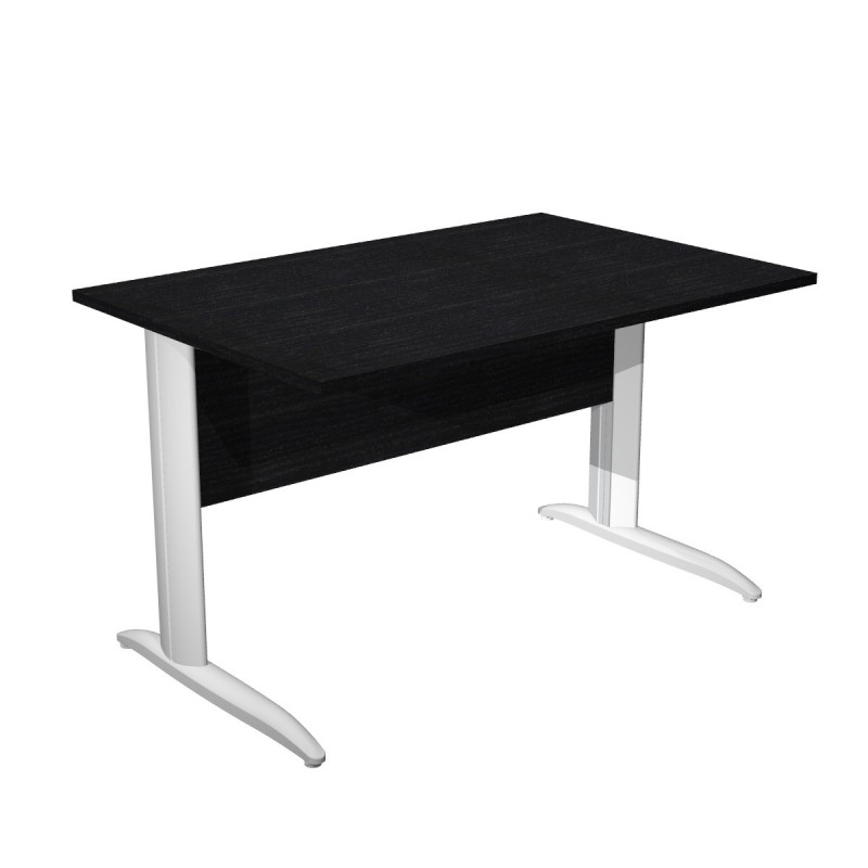 Bureau droit Pronto Métal - L.120 x P.80 cm - Plateau Noir - Pieds L Blanc