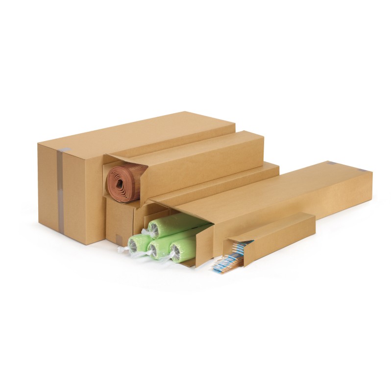 RAJA Caisse longue en carton brun - L.50 x l.10 x H.10 cm - Lot de 15