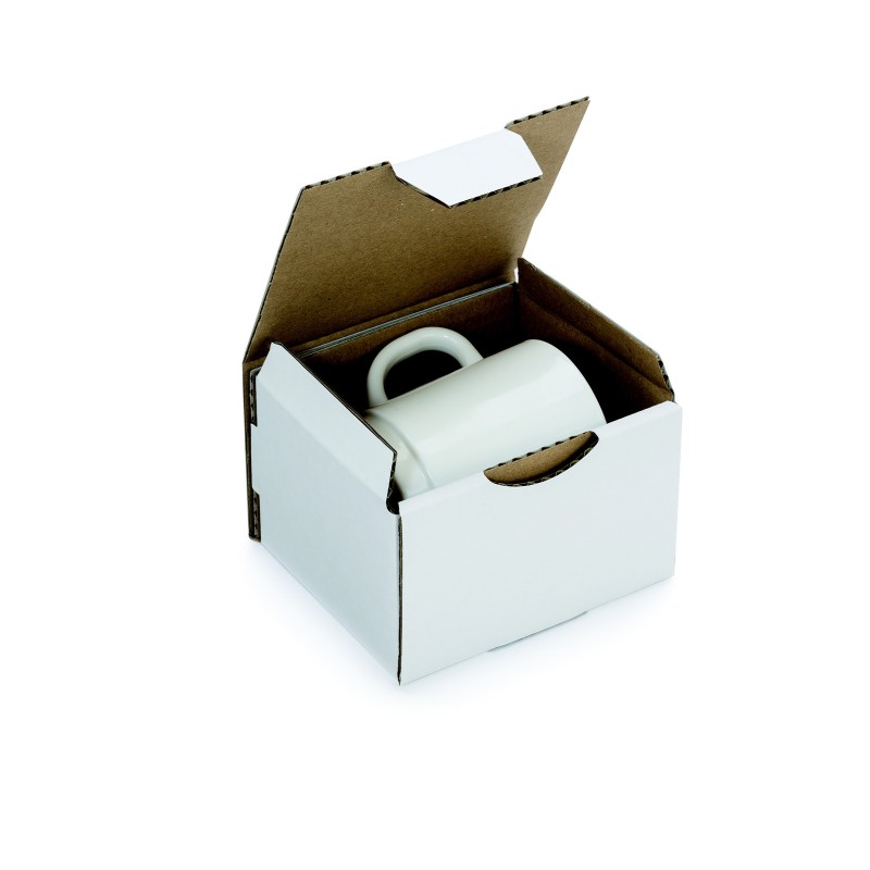 RAJA Boîte d'expédition blanche en carton simple cannelure - L.12 x l.10 x H.8 cm - Lot de 50