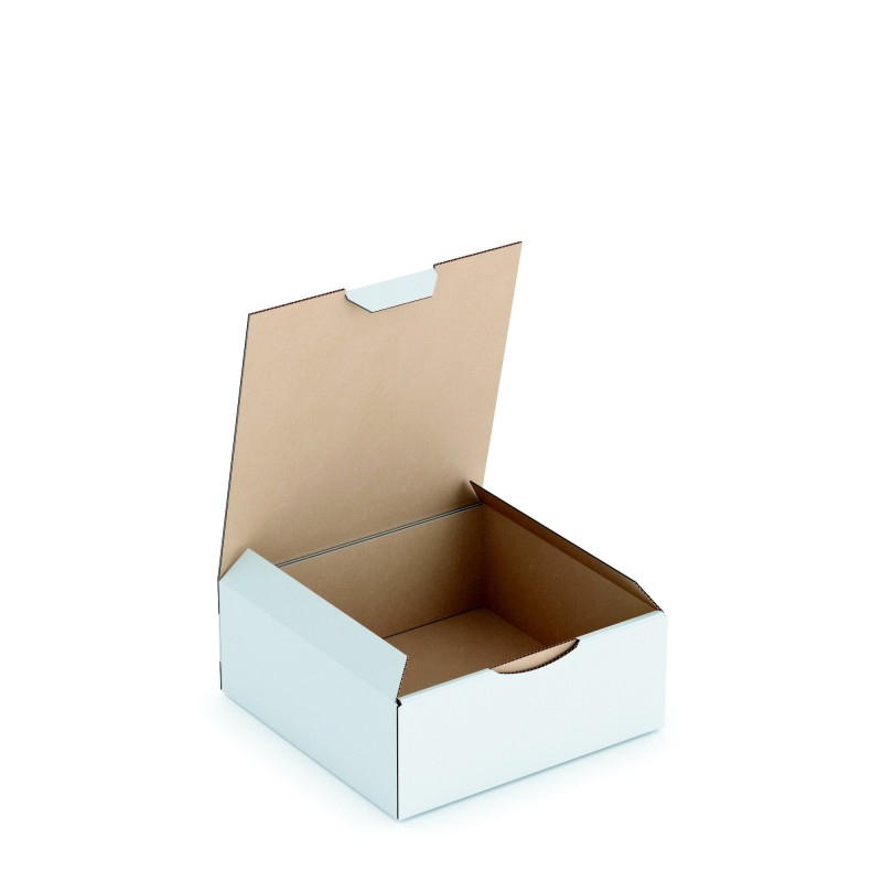 RAJA Boîte d'expédition blanche en carton simple cannelure - L.15 x l.15 x H.6 cm - Lot de 50