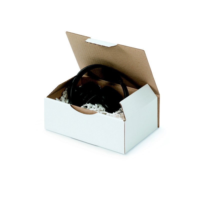 RAJA Boîte d'expédition blanche en carton simple cannelure - L.20 x l.14 x H.7,5 cm - Lot de 50