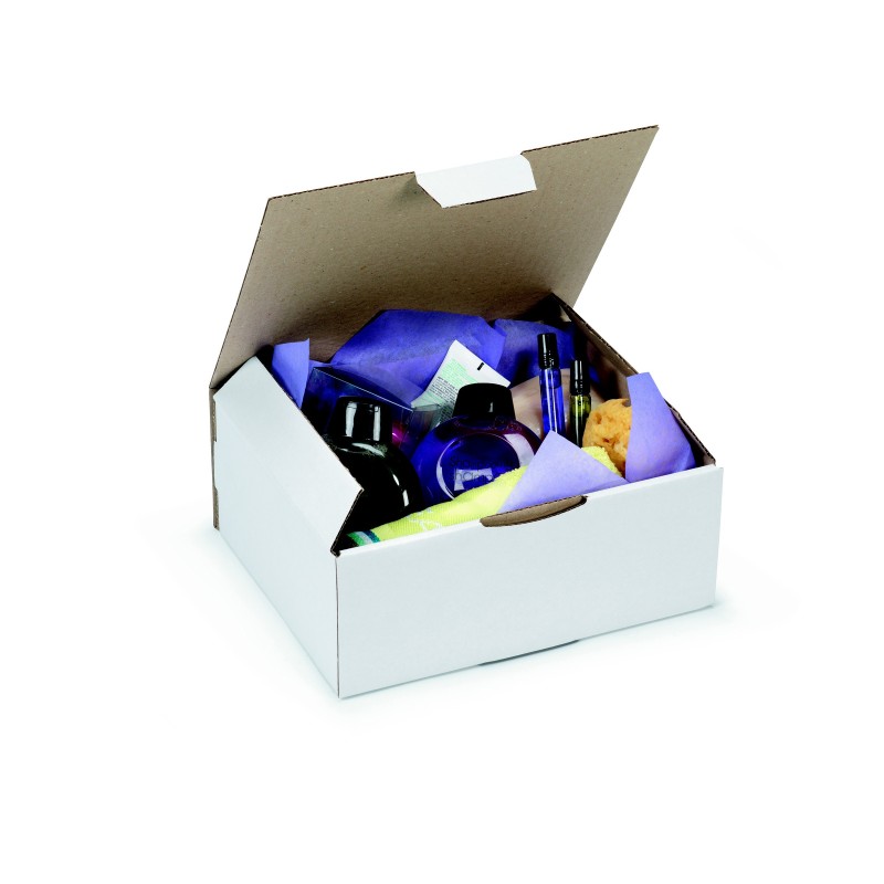 RAJA Boîte d'expédition blanche en carton simple cannelure - L.25 x l.20 x H.10 cm - Lot de 50
