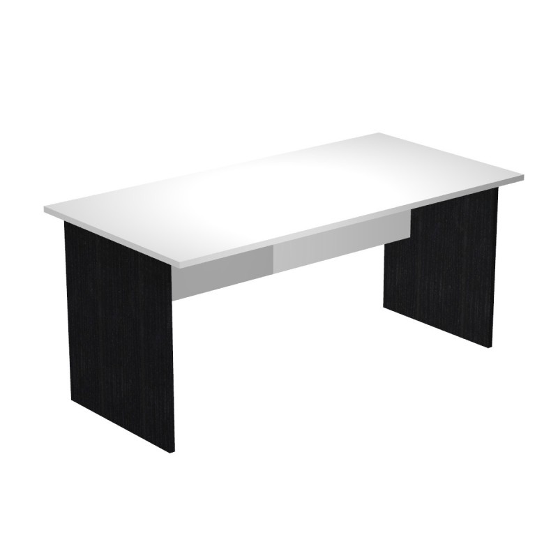 Bureau droit Pronto Bois - L.160 x P.80 cm - Plateau Blanc - Pieds panneaux Noir