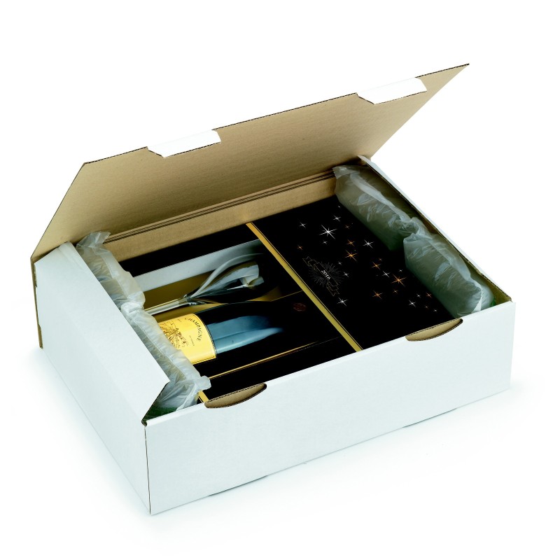 RAJA Boîte d'expédition blanche en carton simple cannelure - L.43 x l.30 x H.12 cm - Lot de 50