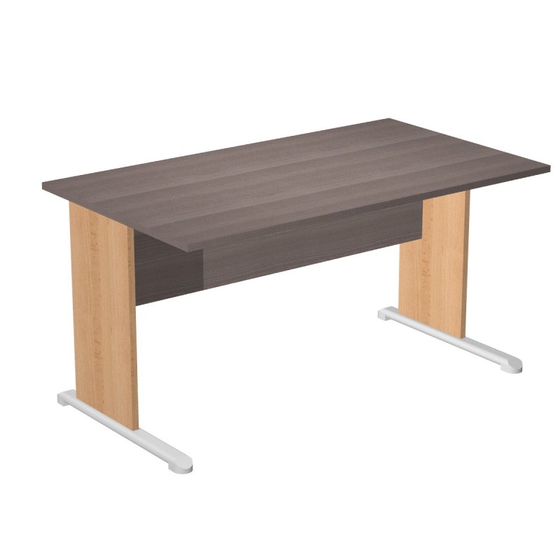 Bureau droit Pronto Bois - L.140 x P.80 cm - Plateau Cendre - Pieds L Hêtre