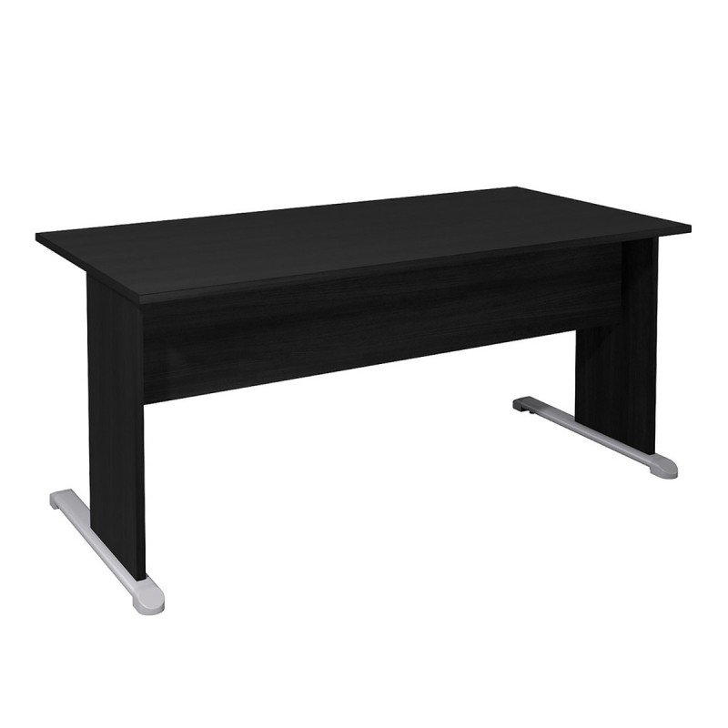 Bureau droit Pronto Bois - L.160 x P.80 cm - Plateau Noir - Pieds L Noir