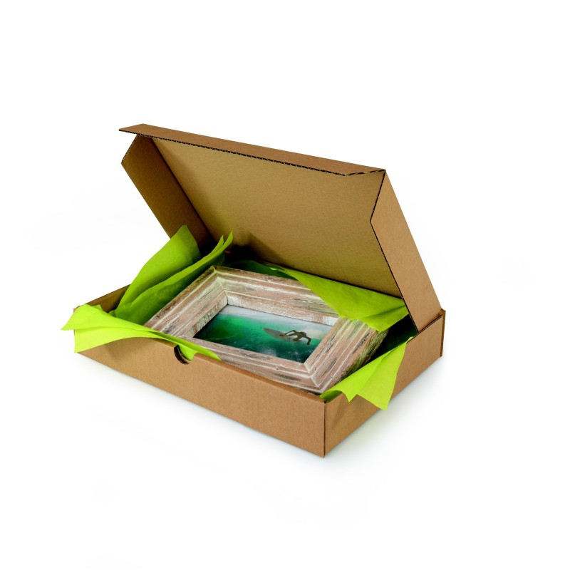 Boîte postale plate en carton simple cannelure brun - Format A5 - L.21,5 x l.15,5 x H.5 cm - Lot de 50