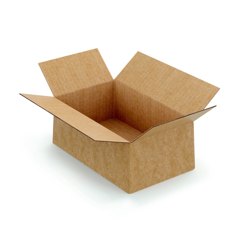 Caisse à montage instantané en carton simple cannelure brun - L.20 x l.15 x H.10 cm - Lot de 20