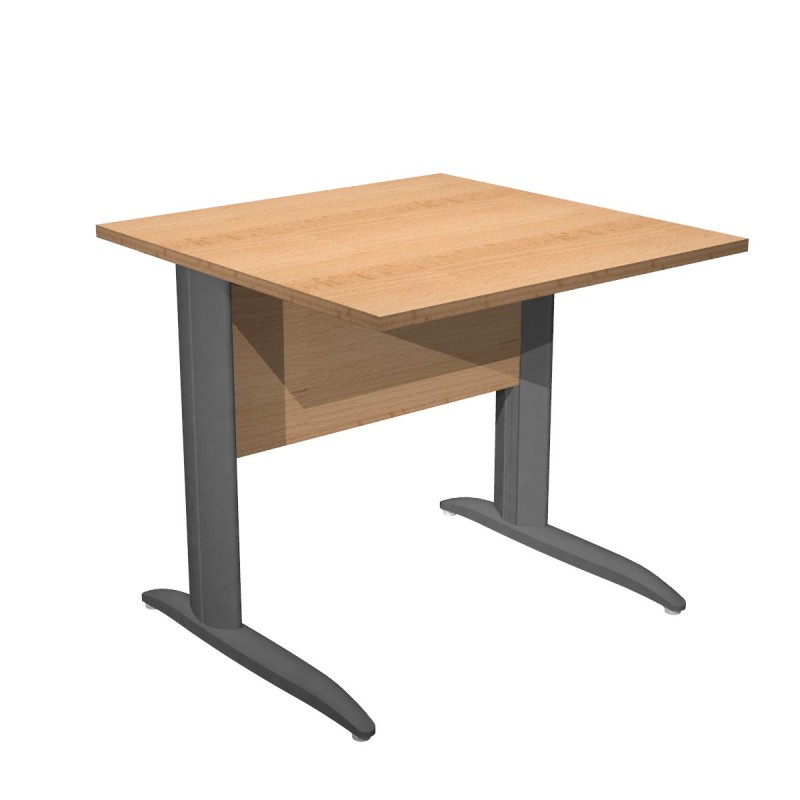 Bureau droit Pronto Métal - L.80 x P.80 cm - Plateau Hêtre - Pieds L Anthracite