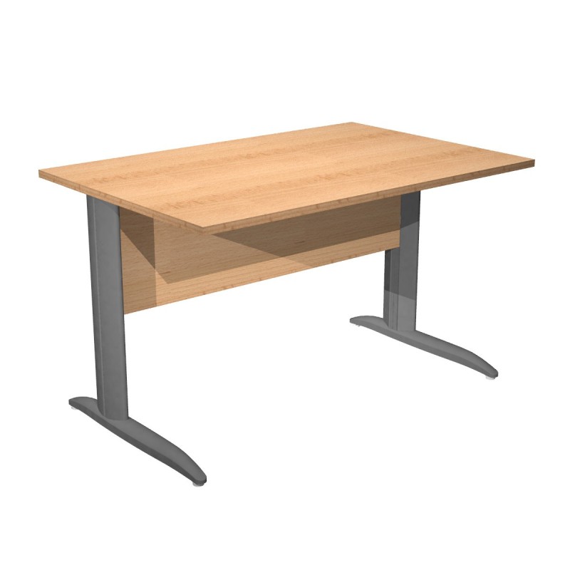 Bureau droit Pronto Métal - L.120 x P.80 cm - Plateau Hêtre - Pieds L Anthracite