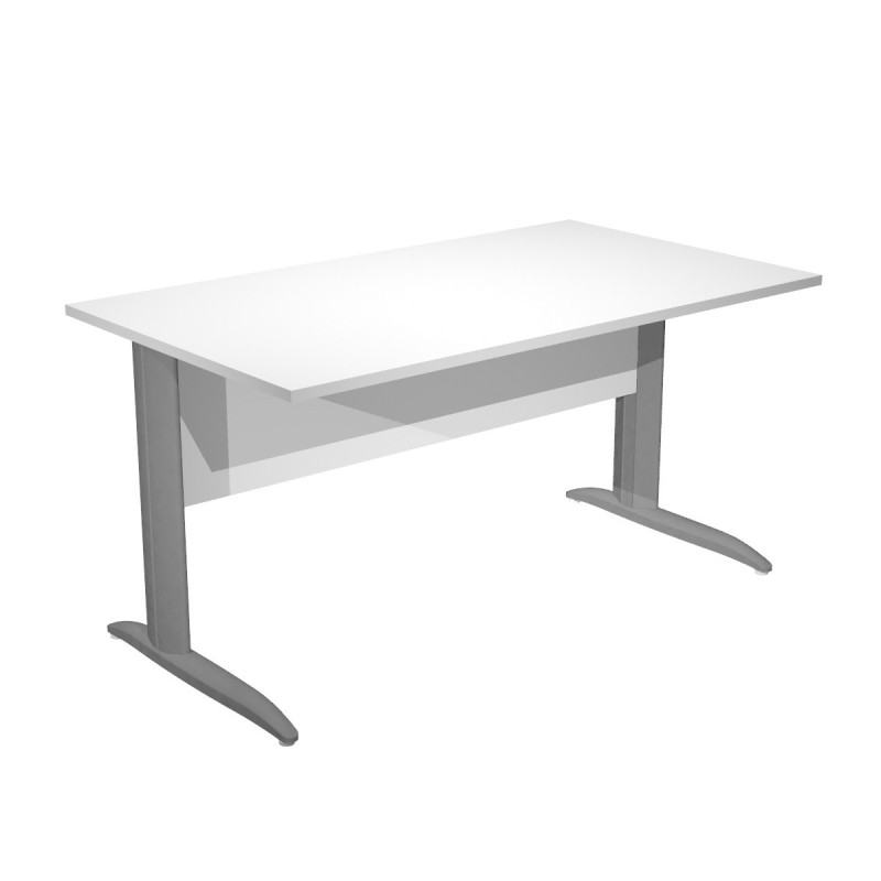 Bureau droit Pronto Métal - L.140 x P.80 cm - Plateau Blanc - Pieds L Anthracite