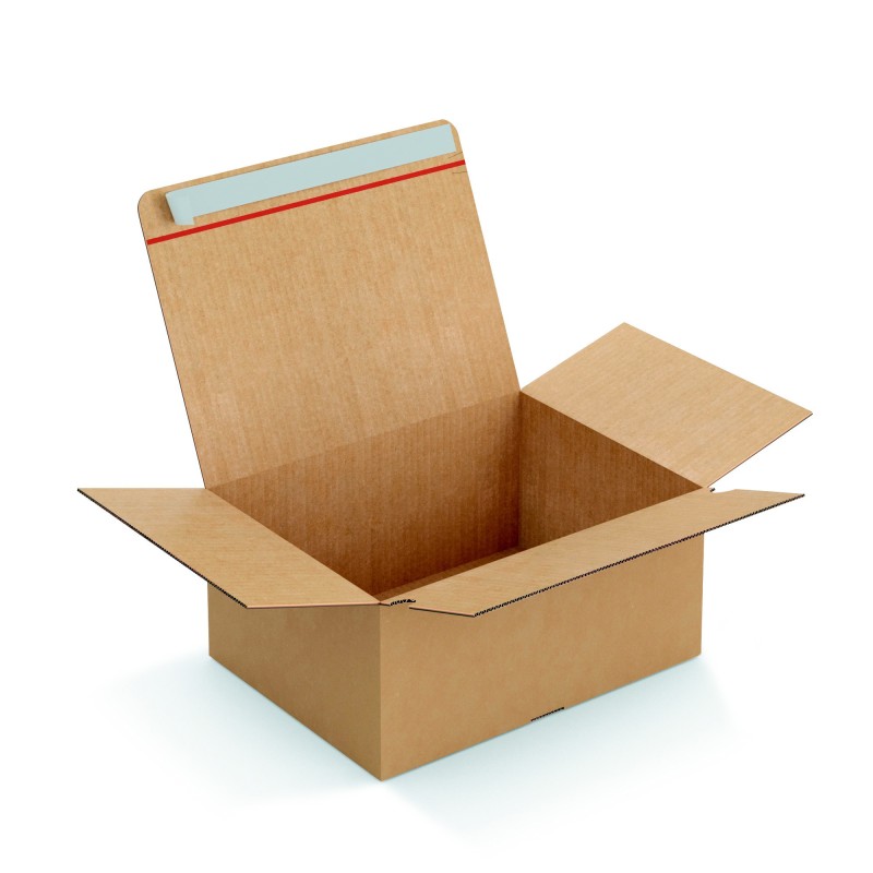Caisse à montage instantané et fermeture adhésive en carton simple cannelure brun - L.39 x l.29 x H.18 cm - Lot de 20