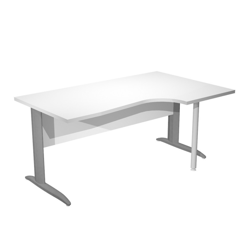 Bureau d'angle compact retour à droite Pronto Métal - L.160 x P.100 cm - Plateau Blanc - Pieds L Anthracite