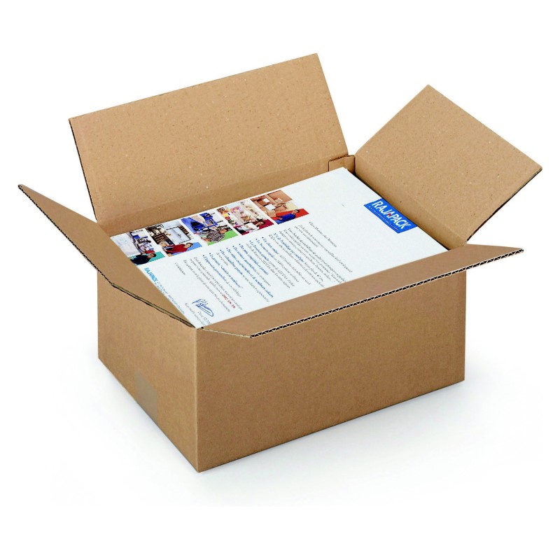 RAJA Caisse américaine carton simple cannelure - L.31 x l.22 x H.15 cm - Kraft brun - Lot de 25