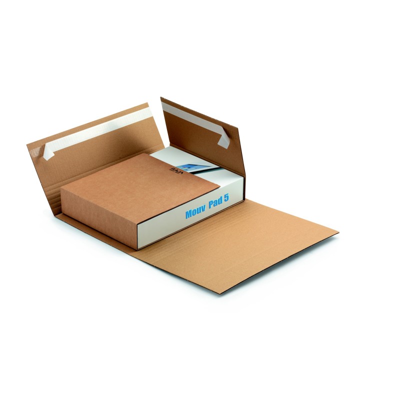 Etui-croix postal avec fermeture adhésive en carton simple cannelure brun - 33 x 25 cm - Lot de 50