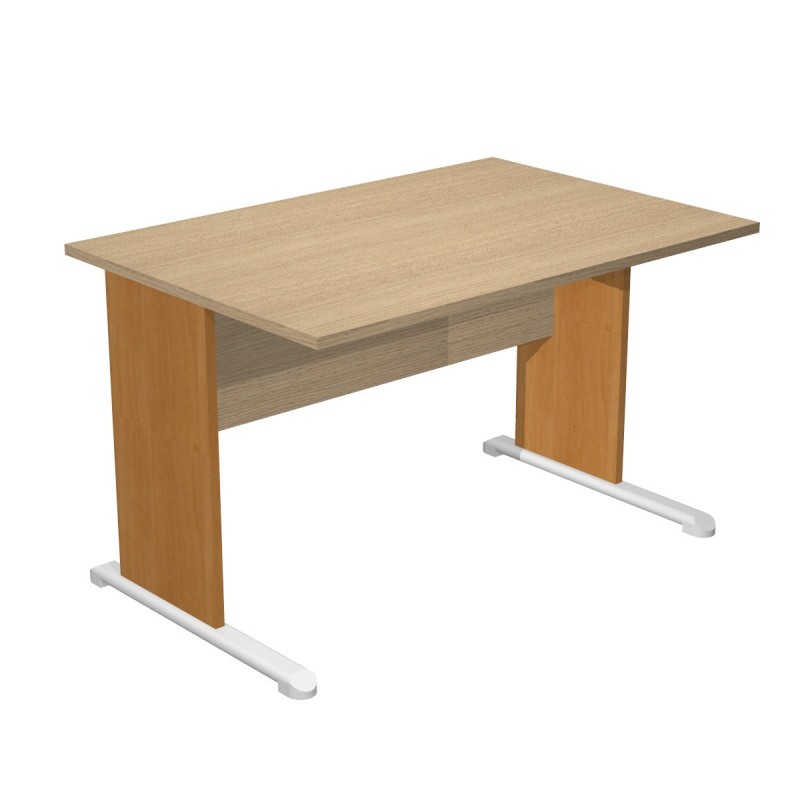 Bureau droit Pronto Bois - L.120 x P.80 cm - Plateau Chêne - Pieds L Aulne