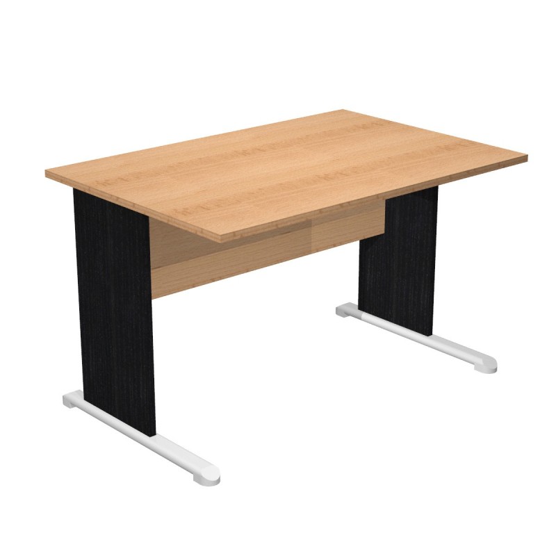 Bureau droit Pronto Bois - L.120 x P.80 cm - Plateau Hêtre - Pieds L Noir